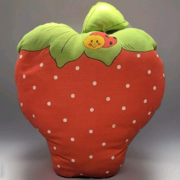 Strawberry Shortcake vintage plush fabric throw pillow ladybug on berry from kit - Picture 3 of 4